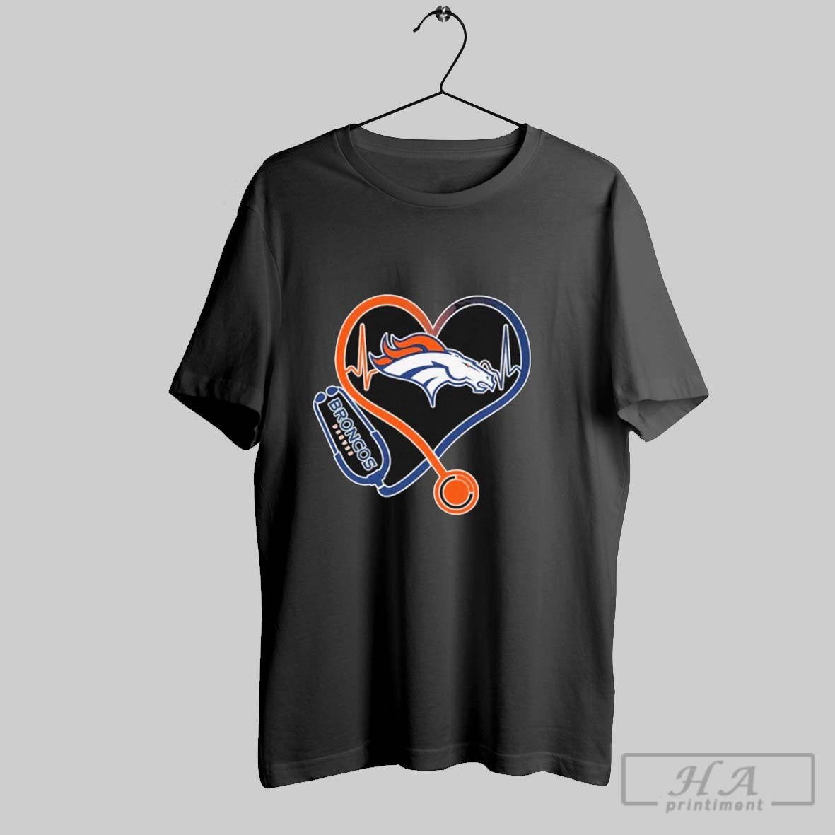 Denver Broncos Nurse Heartbeat Stethoscope T Shirts