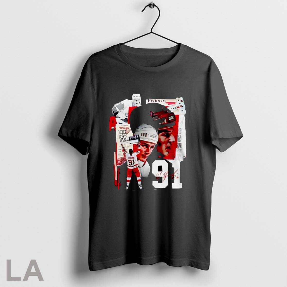 Detroit Red Wings X Sergei Fedorov Signature Red T Shirt