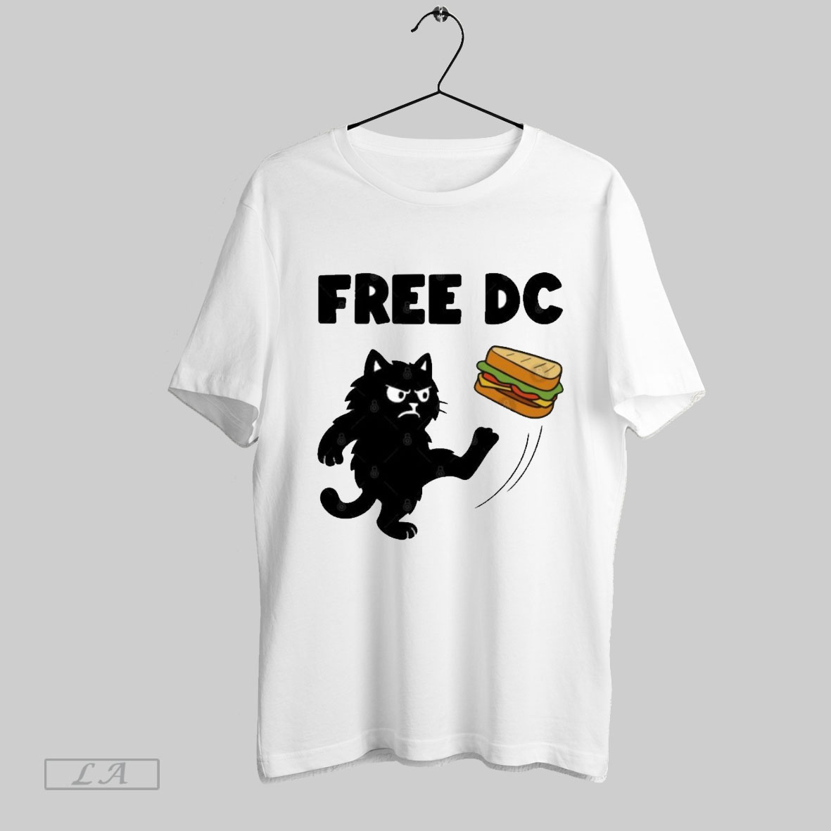 Free Dc Funny Black Cat Kicking Sandwich Guy Dc Shirt