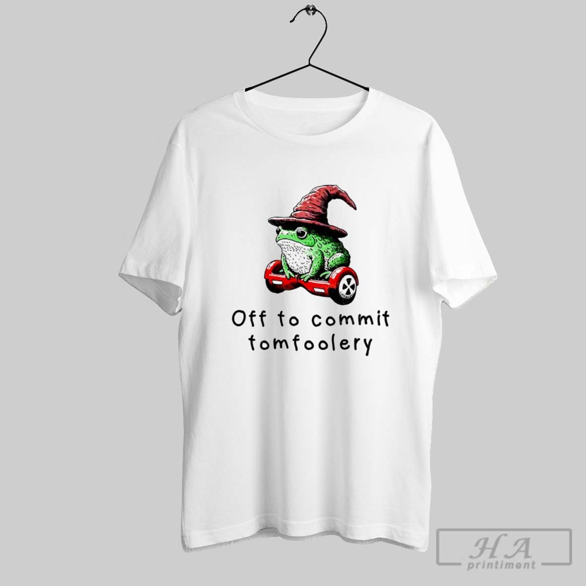 Frog Riding A Balance Scooter Off To Commit Tomfoolery Cartoon Shirt