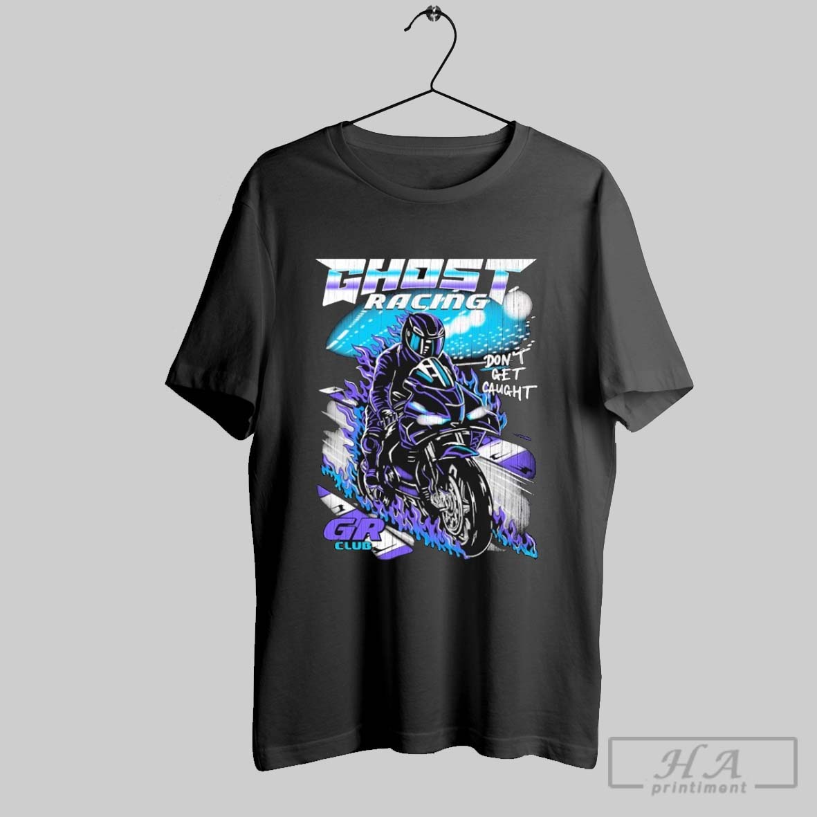 Ghost Racing Dont Get Caught Gr Club Track Motor Flames T Shirts