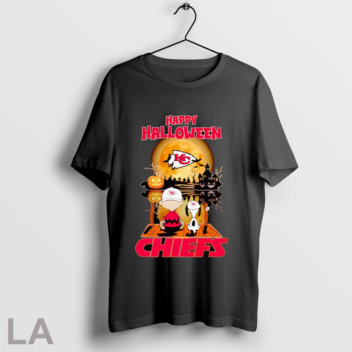 Happy Halloween Charlie And Snoopy Watching Kansas City Chiefs T Shirt Shirt
