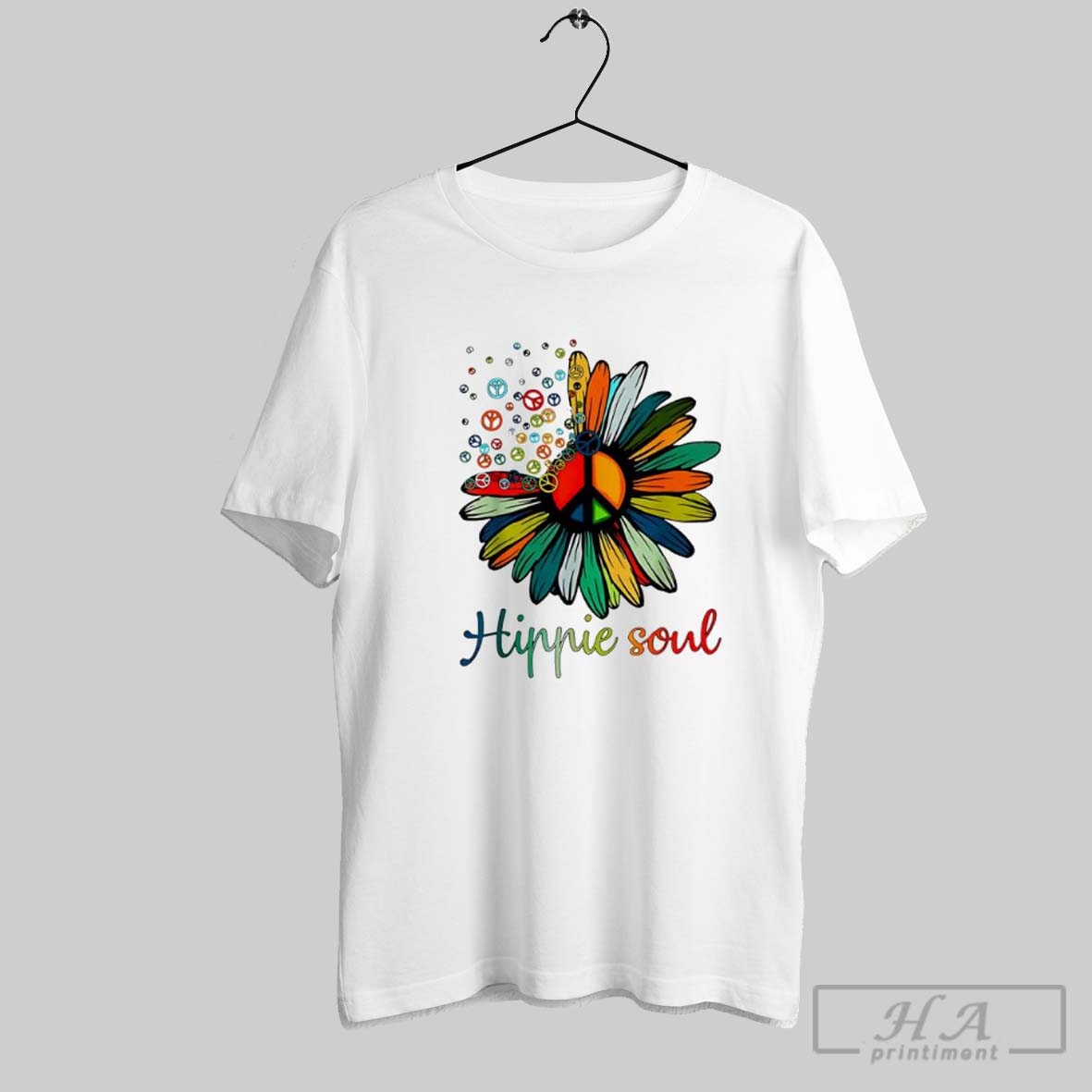 Hippie Soul Daisy Peace Camping Colored Letters Shirt