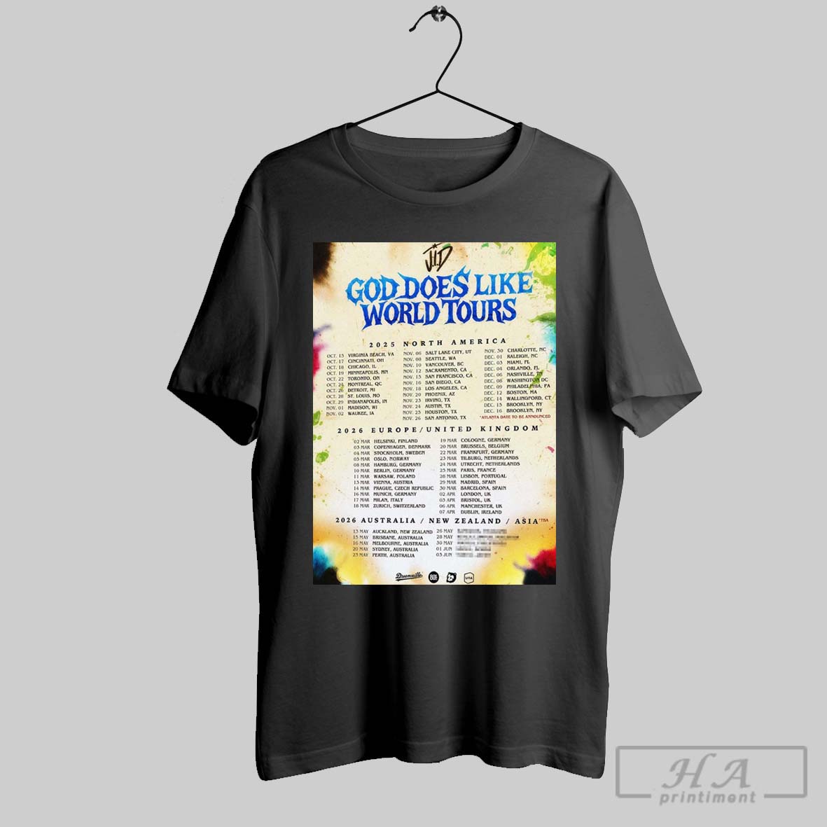 Jid God Does Like World Tour North America Europe Australia 2025 2026 Hip Hop Home Decor Poster Canvas