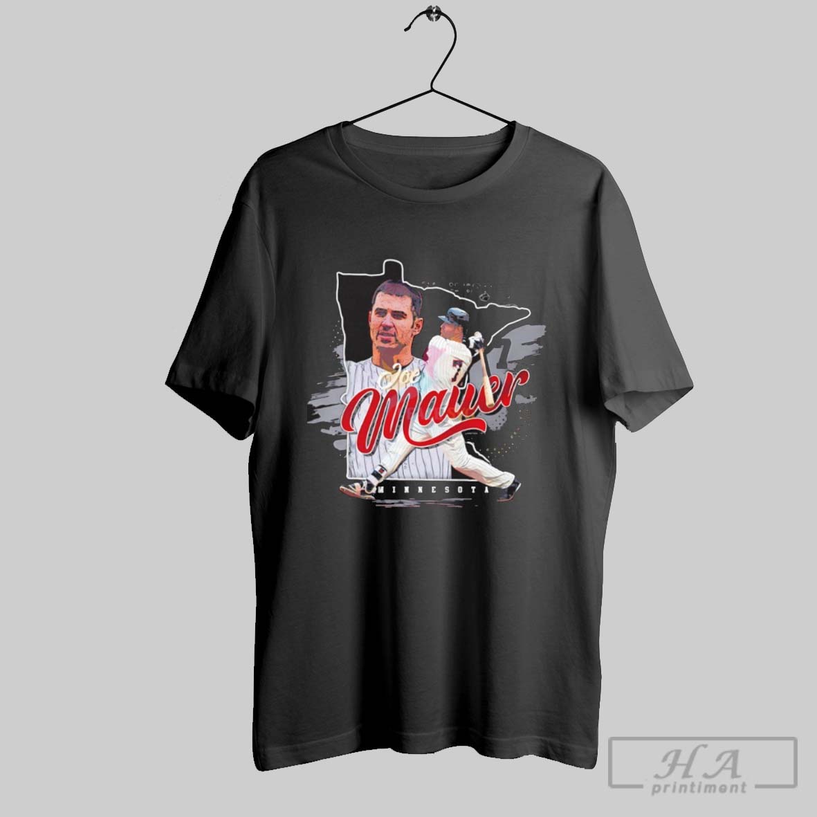 Joe Mauer Minnesota Twins State Silhouette Vintage Baseball Shirt