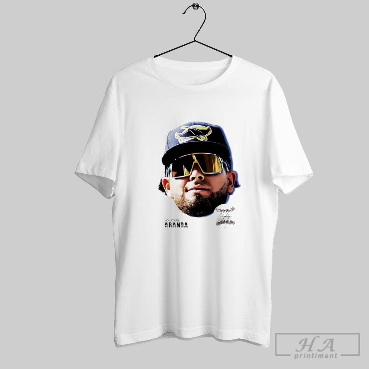 Jonathan Aranda Tampa Bay Rays Baseball 2025 Head Ball Siganture Shirt