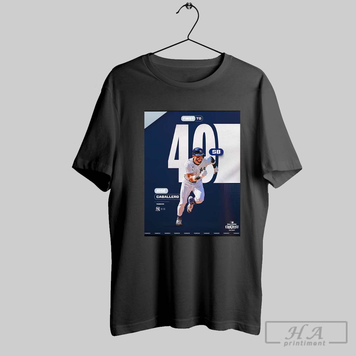 Jose Caballero New York Yankees First To 40 Stolen Bases Mlb Baseball 2025 Poster Legendary Speed Artwork Unisex T Shirt