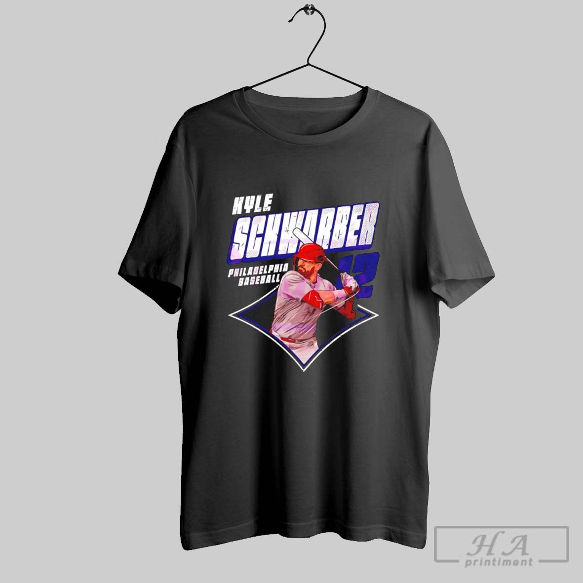 Kyle Schwarber Philadelphia Phillies Baseball Diamond Graphic Batting Illustration Shirt