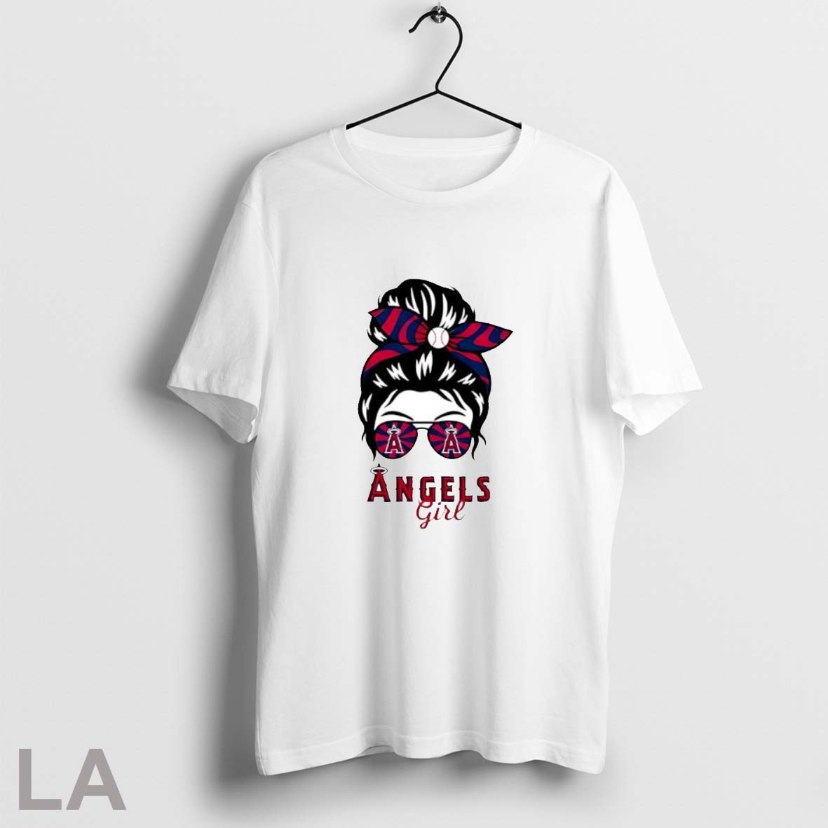 Los Angeles Angels Girl Messy Bun Glasses Shirt Hoodie Sweater Longsleeve And V Neck T Shirt