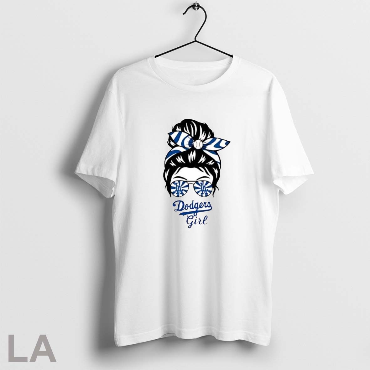 Los Angeles Dodgers Girl Messy Bun Glasses Shirt Hoodie Sweater Longsleeve And V Neck T Shirt