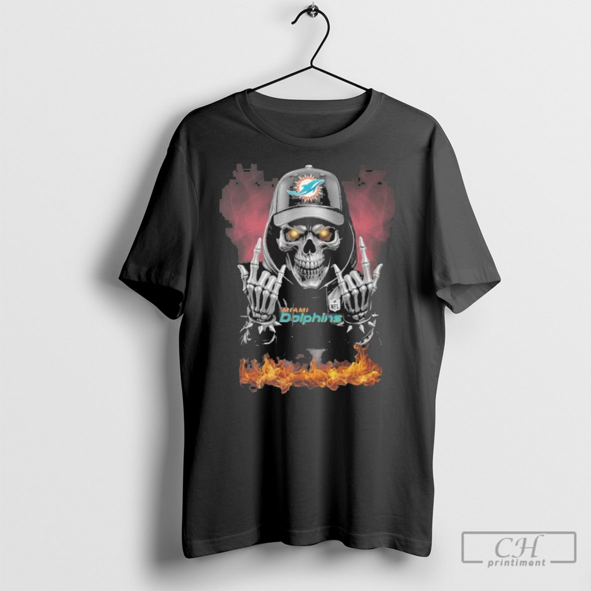 Miami Dolphins Skull Hand Fire Shirt