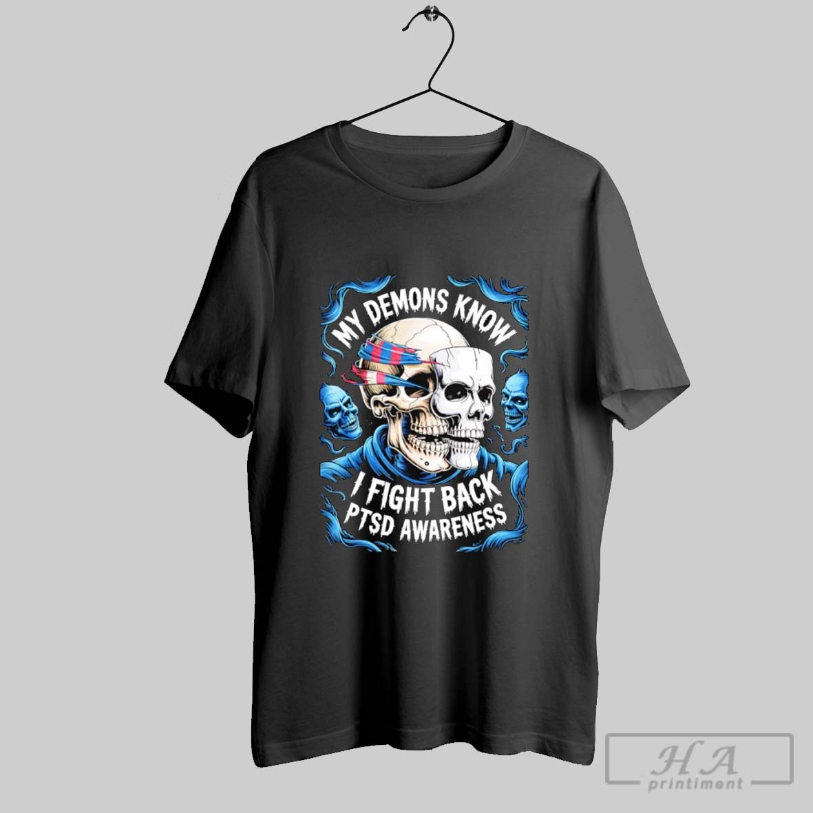 My Demons Know I Fight Back Ptsd Awareness Skull Shirt