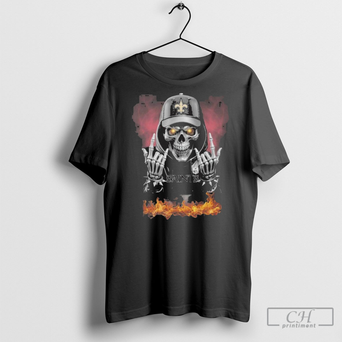 New Orleans Saints Skull Hand Fire Shirt