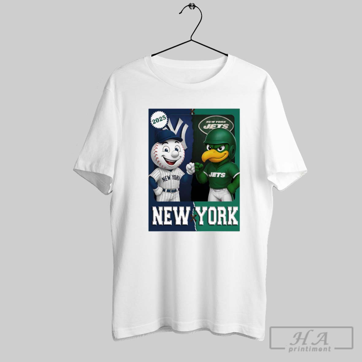 New York Jets And New York Yankees Mascot Play Card Shirt