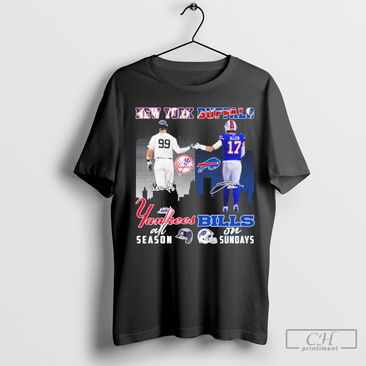 New York Yankees Aaron Judge All Season And Buffalo Bills Josh Allen On Sundays Shirt