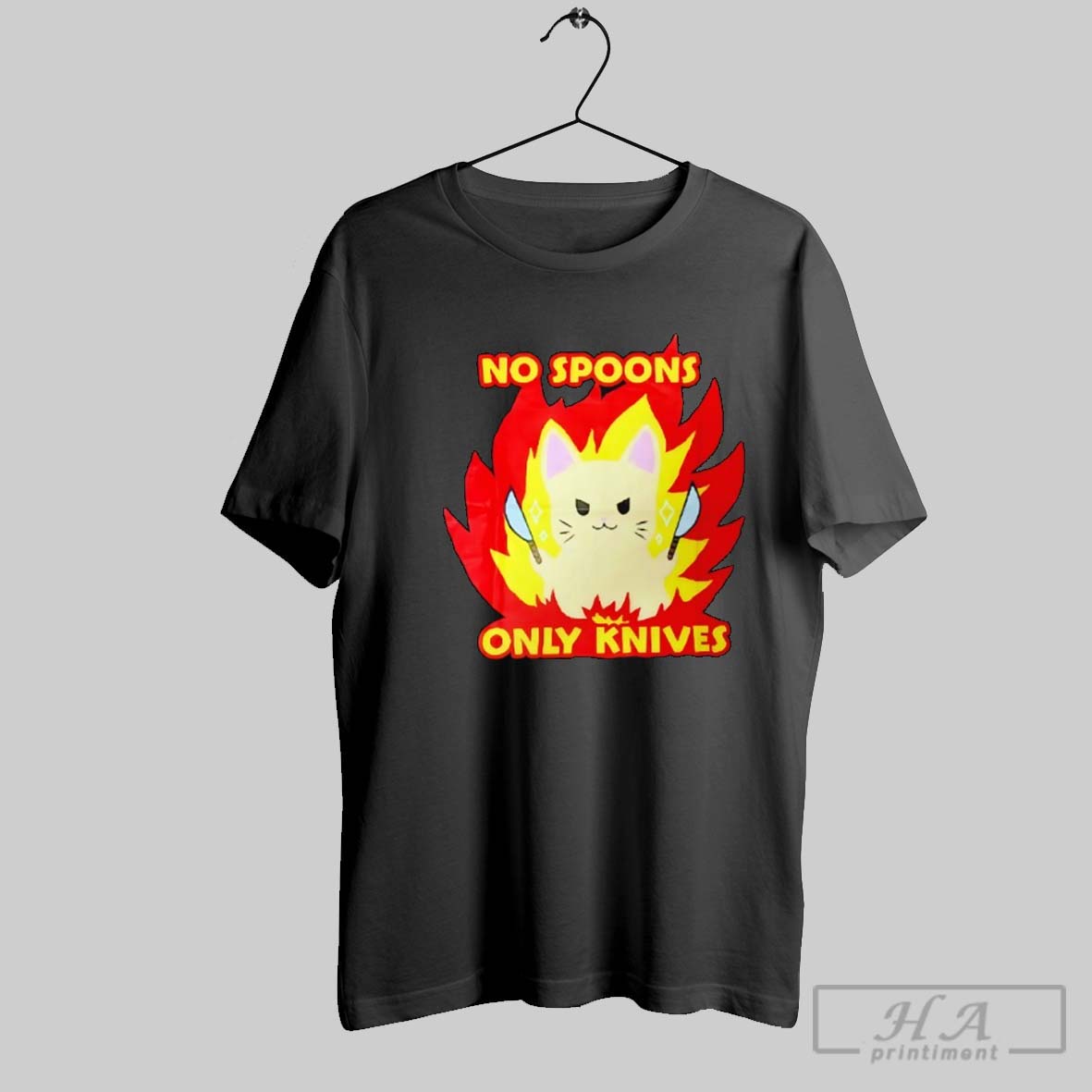 No Spoons Only Knives Cat Shirt
