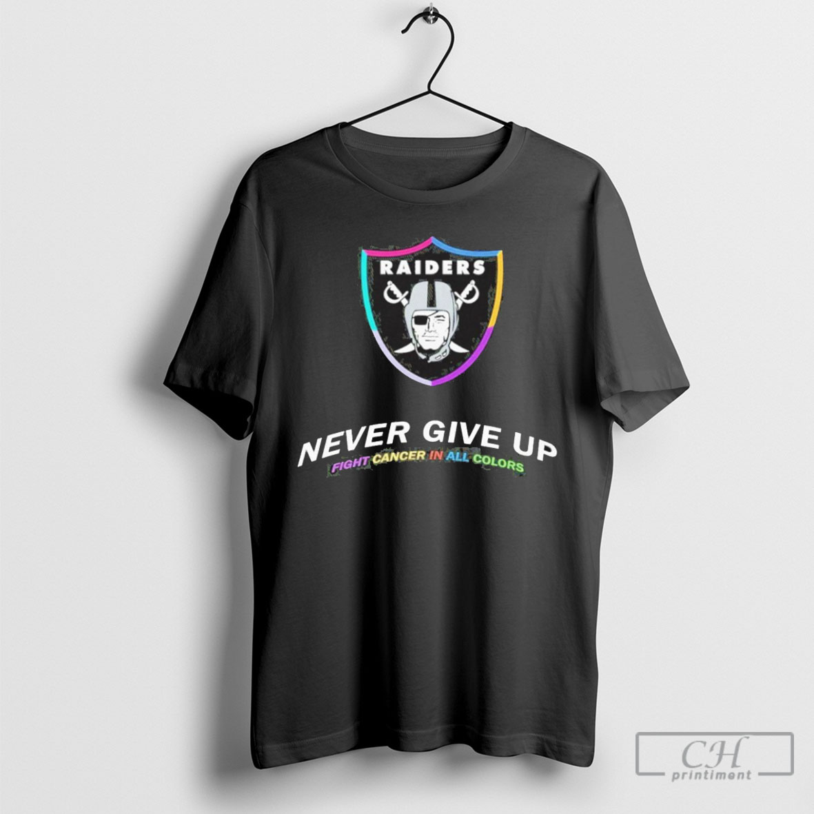 Official 2025 Las Vegas Raiders Never Give Up Fight Cancer In All Colors T Shirts