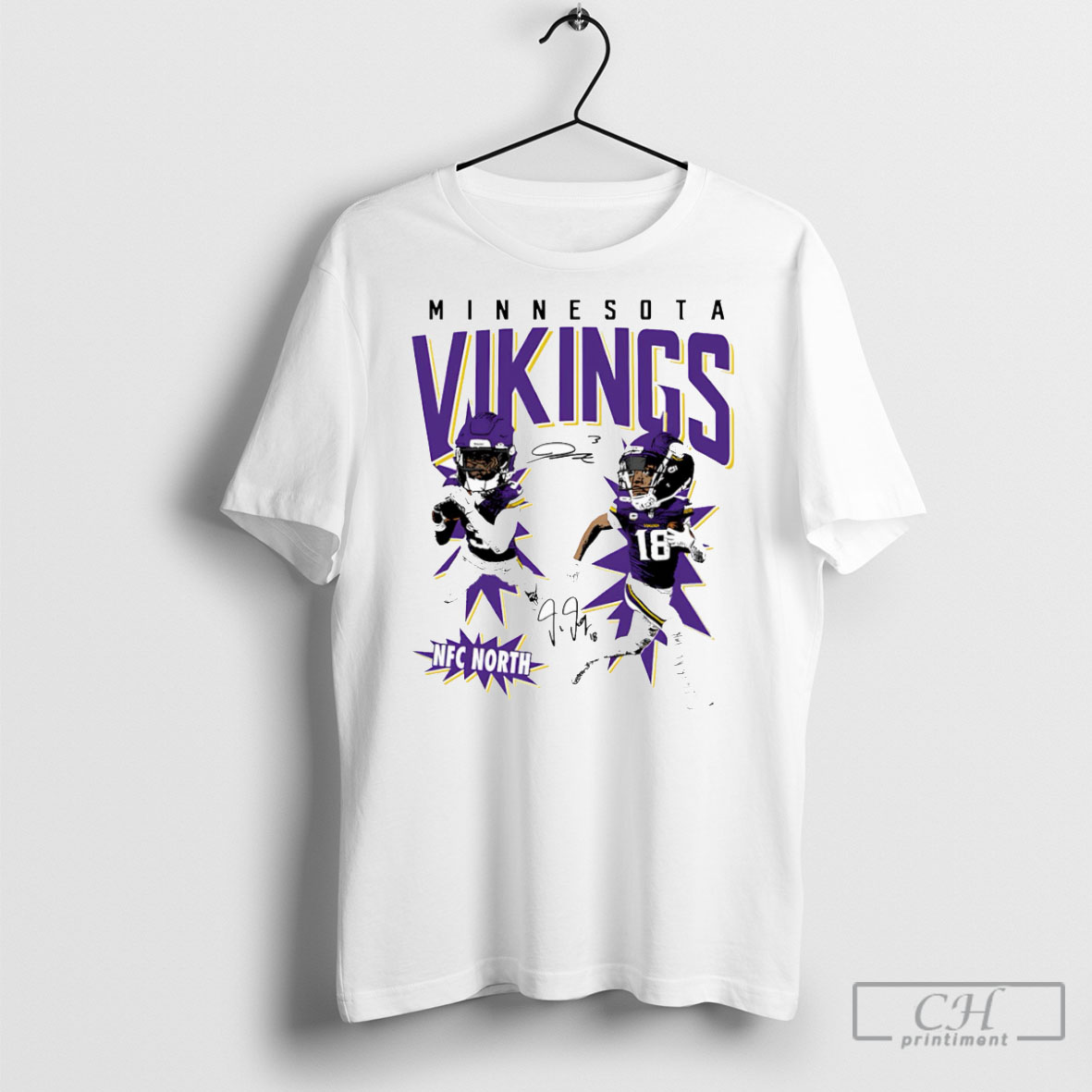 Official 2025 Minnesota Vikings Nfc North Jordan Addison And Justin Jefferson T Shirt