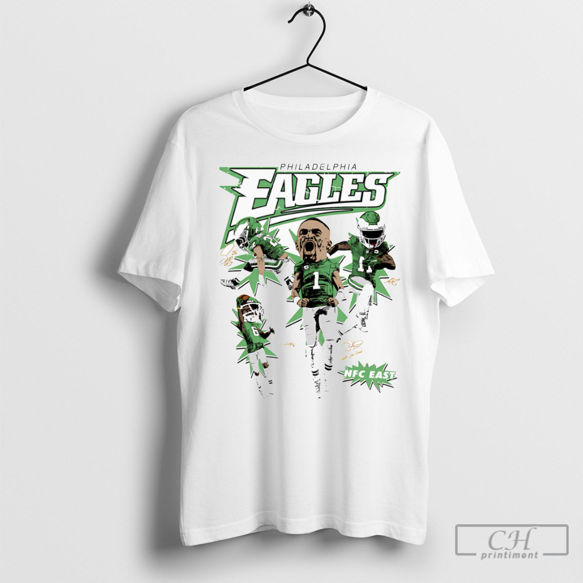 Official 2025 Philadelphia Eagles Nfc East Jalen Hurts Devonta Smith And A J Brown T Shirt