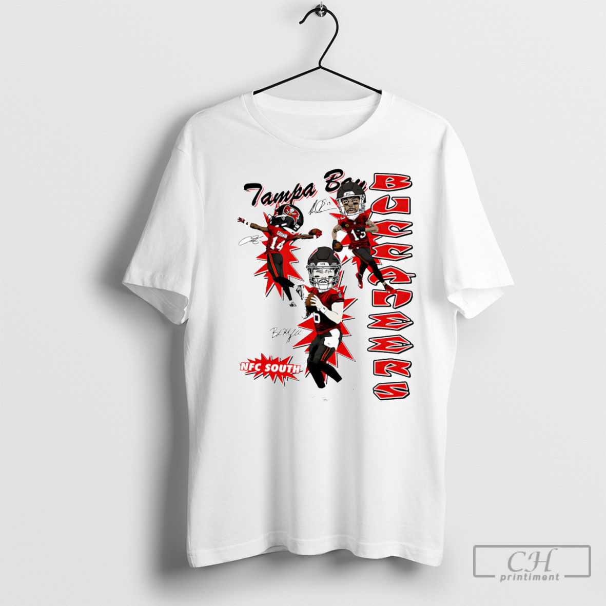 Official 2025 Tampa Bay Buccaneers Nfc South Baker Mayfield Chris Godwin And Mike Evans T Shirt