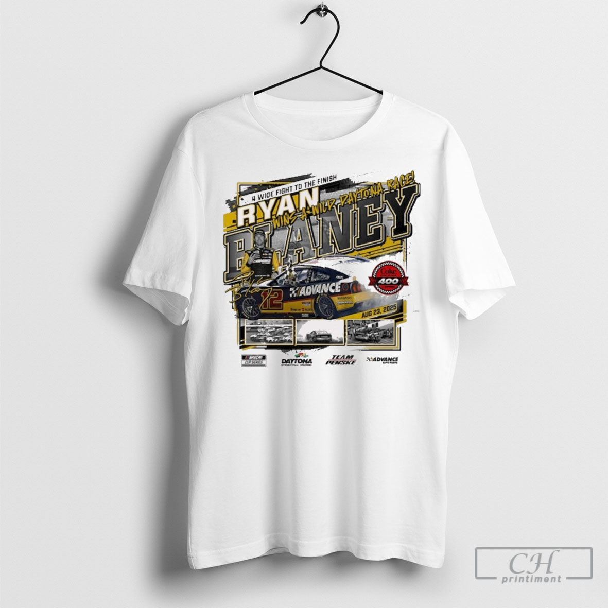 Official Checkered Flag Sports Ryan Blaney 2025 Coke Zero Sugar 400 Race Winner 4 Wide Fight To The Finish Signature Sweater Shirt