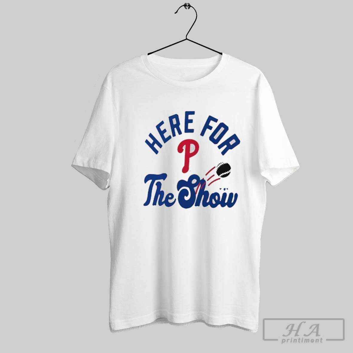 Official Here For Philadelphia Phillies Baseball The Show Mlb 2025 Logo T Shirt