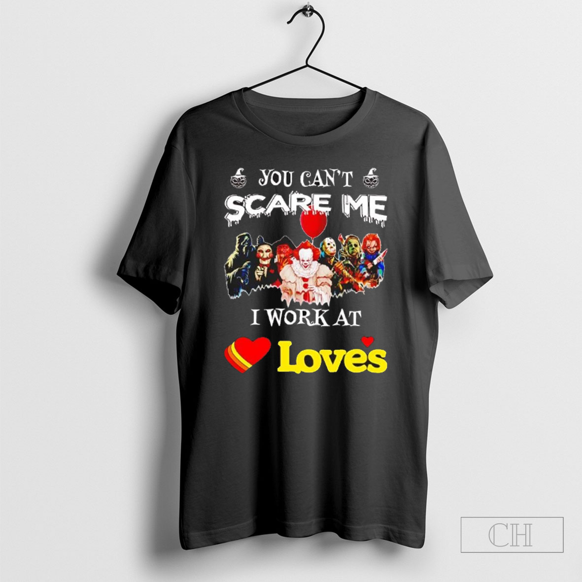 Official Horror Halloween You Cant Scare Me I Work At Loves Sweater Tee Shirt