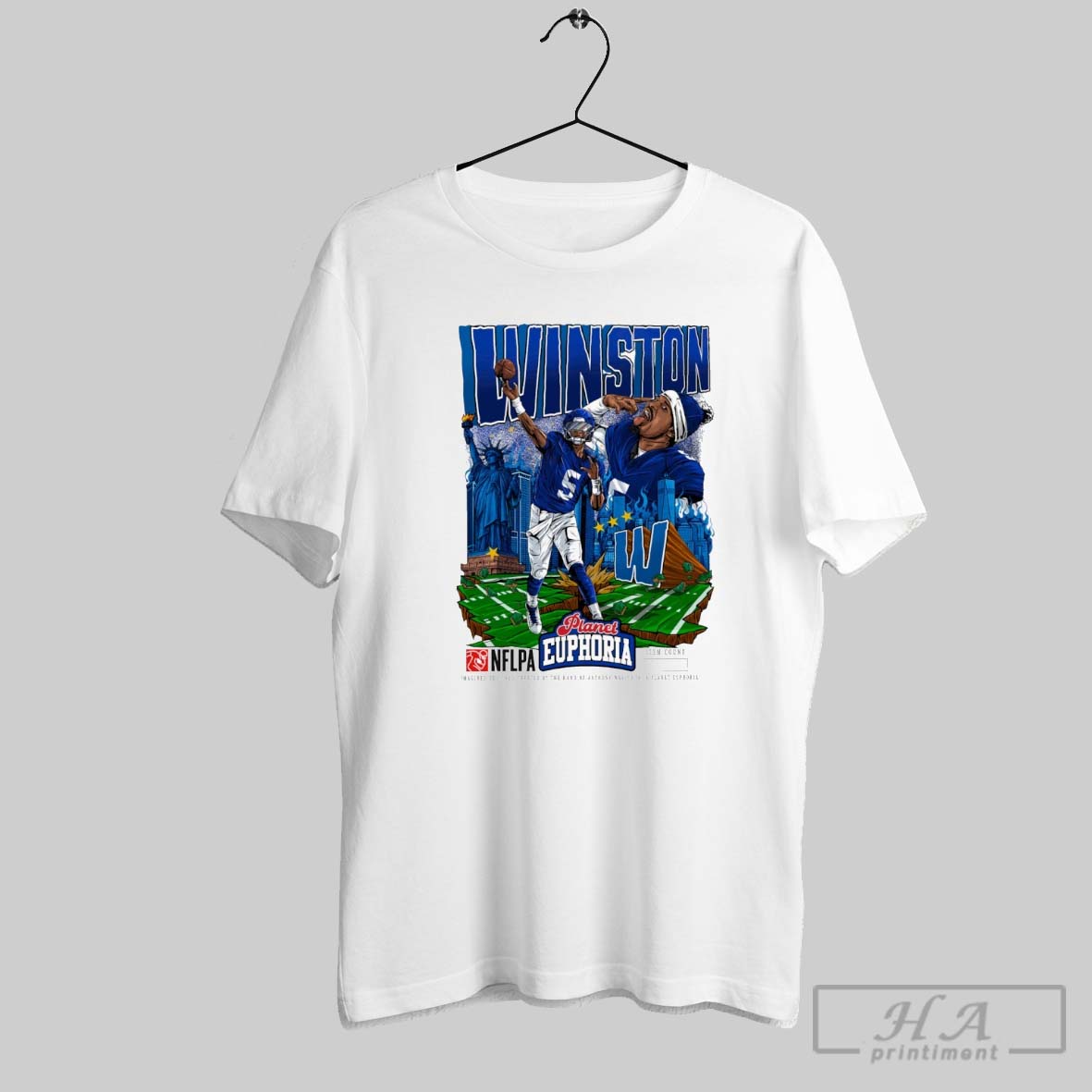 Official Jameis Winston New York Giants Nfl Football Planet Euphoria Artwork T Shirt