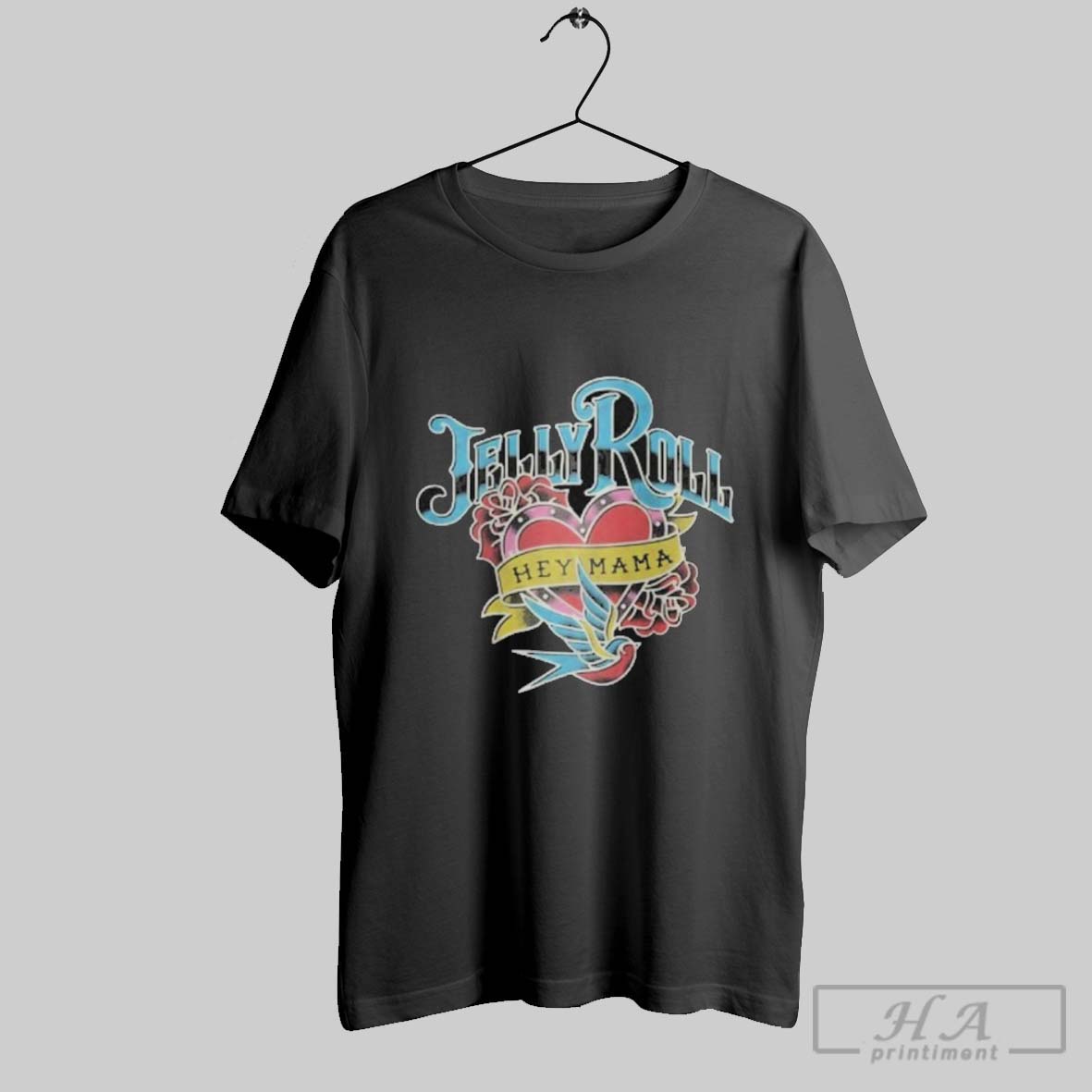 Official Jelly Roll Womens Faded Black Hey Mama Shirt