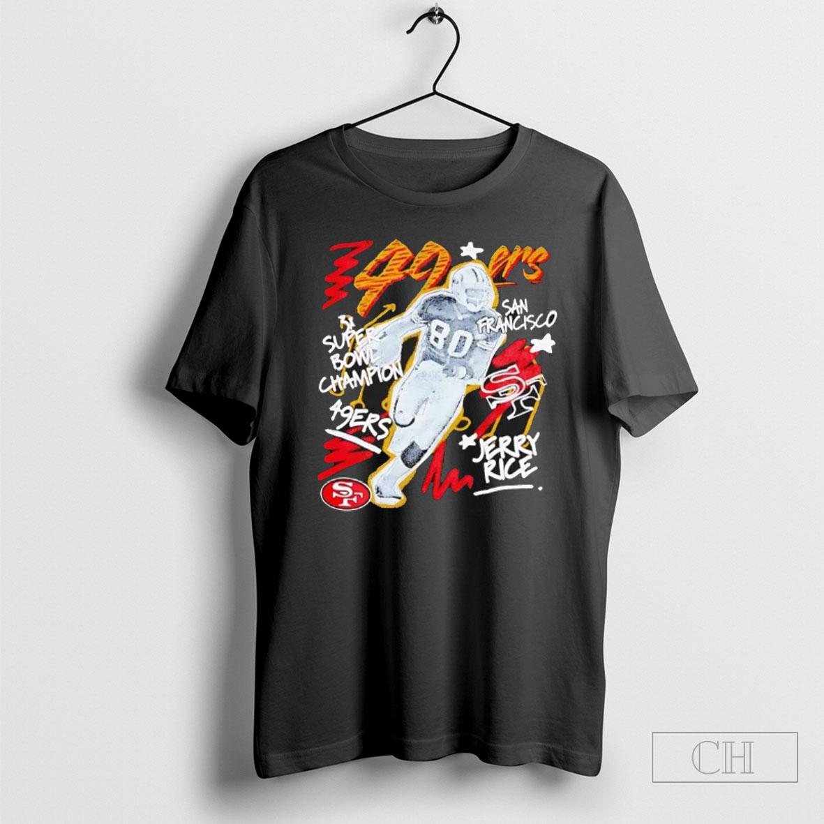 Official Jerry Rice Chalked Up Player San Francisco 49ers Sweater Tee Shirt