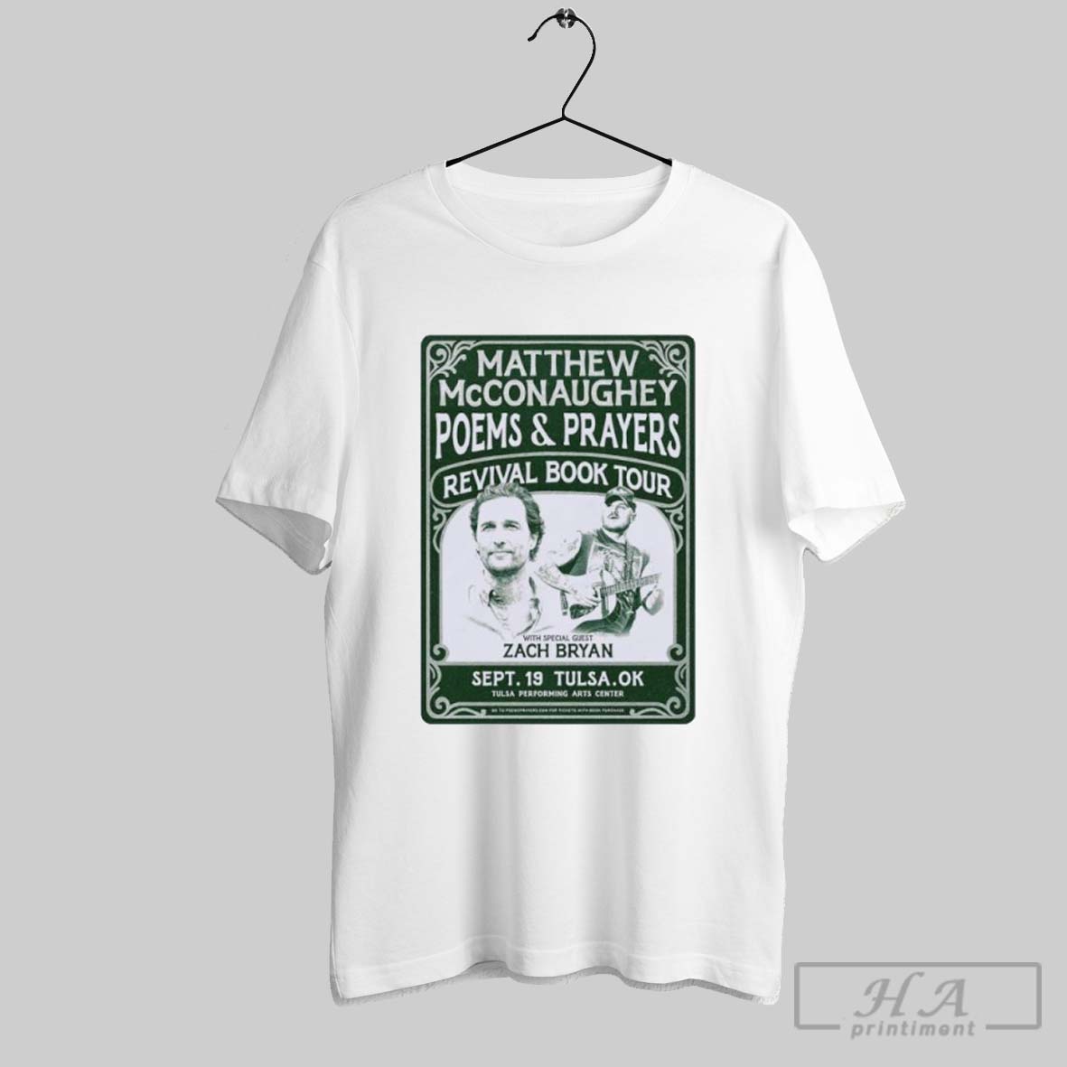 Official Matthew Mcconaughey Poems And Prayers Revival Book Tour With Zach Bryan Shirt