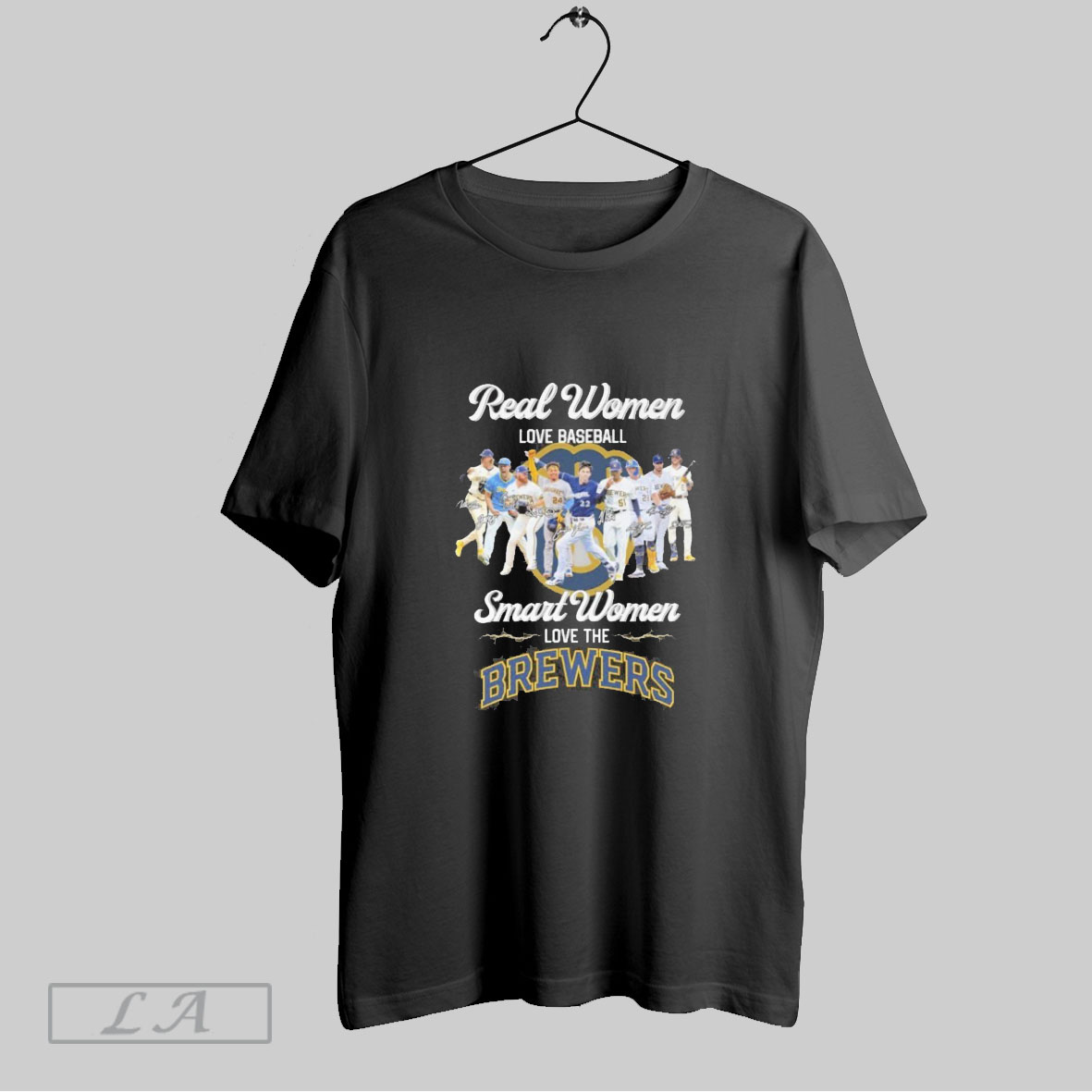Official Milwaukee Brewers Real Women Love Baseball Smart Women Love The Brewers Signatures Shirt Sweatshirt