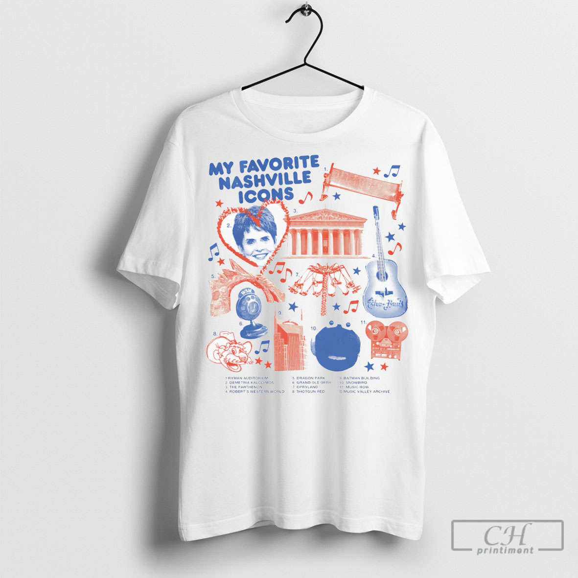 Official My Favorite Nashville Icons T Shirt