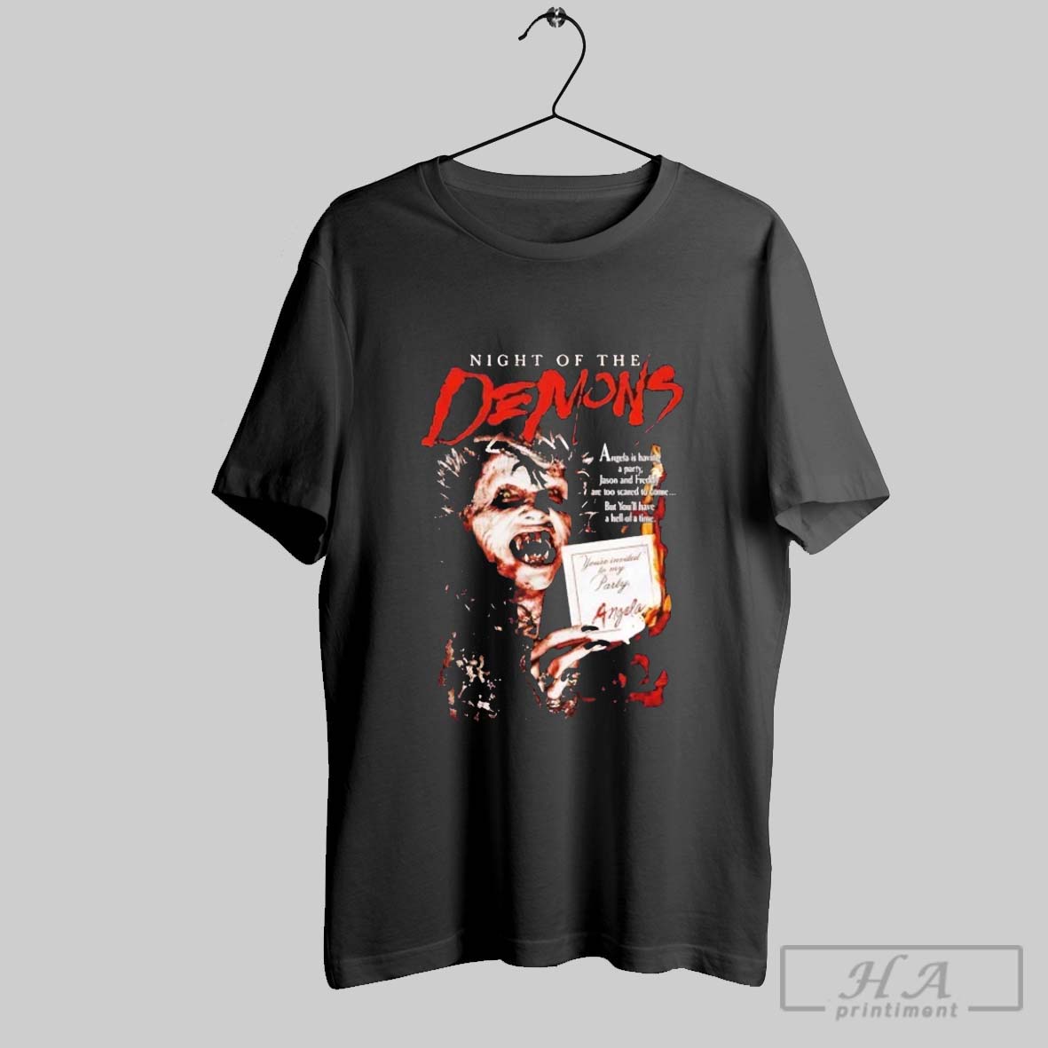 Official Night Of The Demons 3 Angela Is Having A Party Halloween Tee Shirt