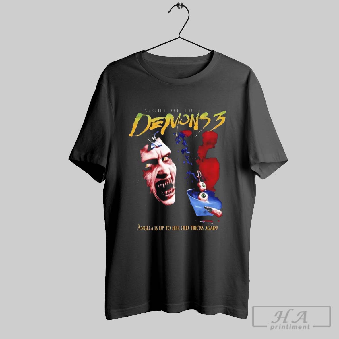 Official Night Of The Demons 3 Angela Is Up To Her Old Tricks Again Halloween Tee Shirt