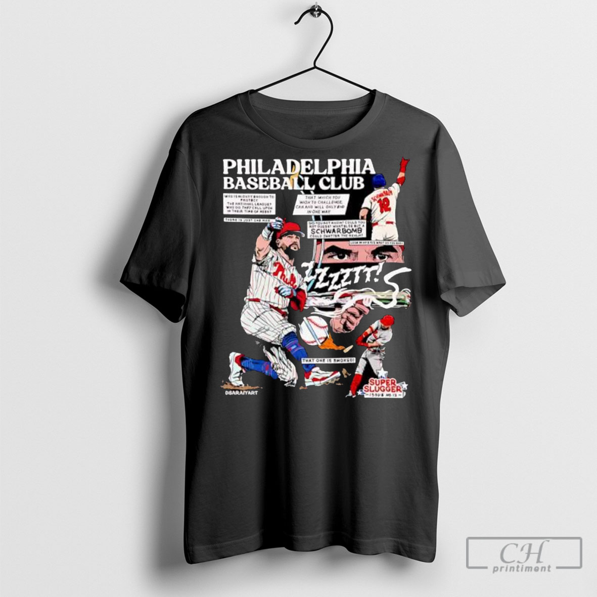 Official Philadelphia Phillies Baseball Club Schwarbomb Comic T Shirt