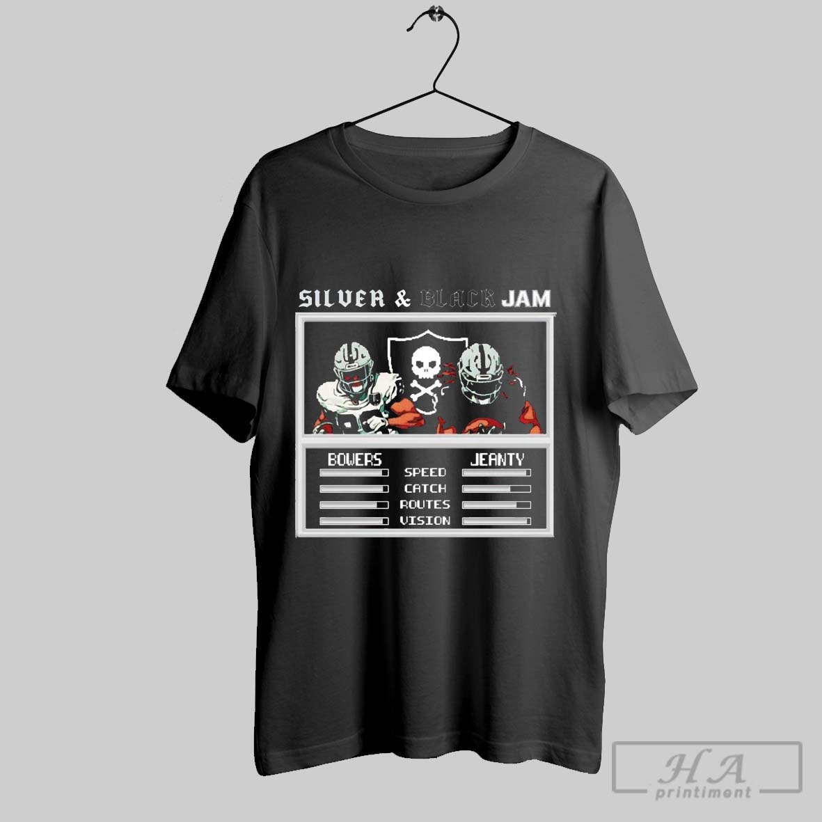 Official Raiders Bowers And Jeanty Silver And Black Tee Shirt