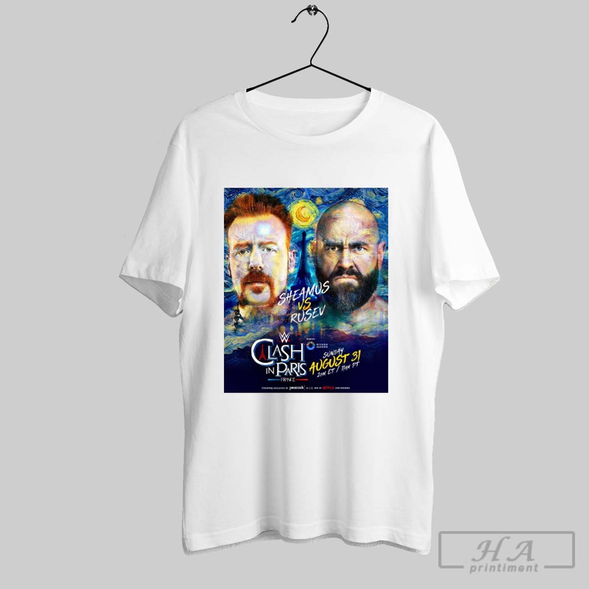 Official Sheamus Vs Rusev Wwe Clash In Paris France Sunday August 31 2025 At The Paris La Defense Arena Poster T Shirt Hoodie Sweater Long Sleeve And Tank Top
