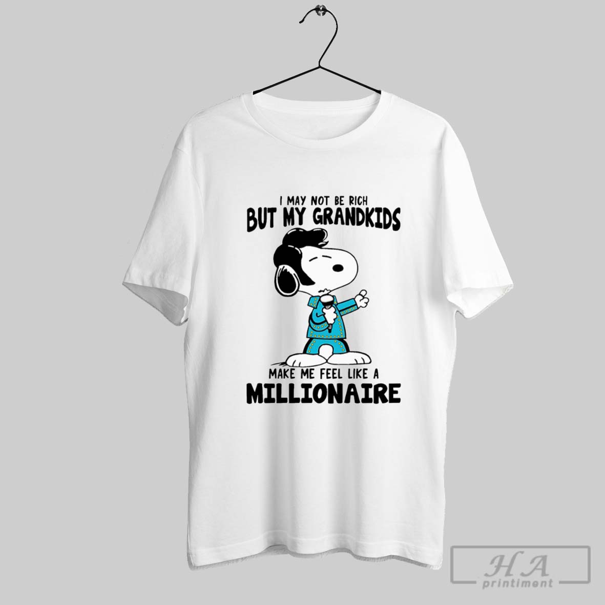 Official Snoopy I May Not Be Rich But My Grandkids Make Me Feel Like A Millionaire Tee Shirt