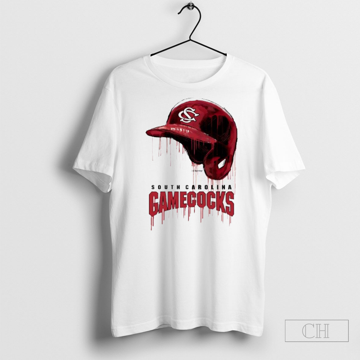 Official South Carolina Gamecocks Dripping Baseball Helmet Shirt
