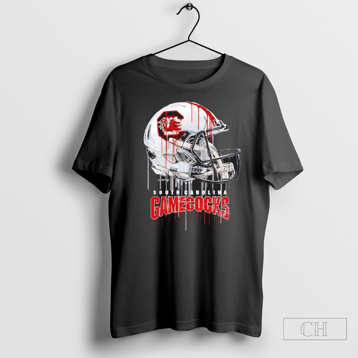 Official South Carolina Gamecocks Dripping Football Helmet Shirt