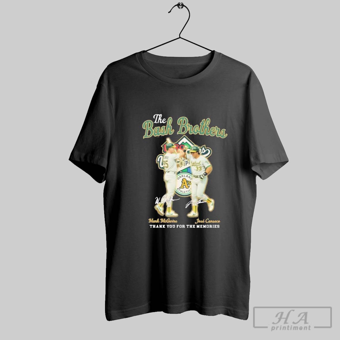 Official The Bash Brothers Mark Mcgwire And Jose Canseco Oakland Athletics Tee Shirt