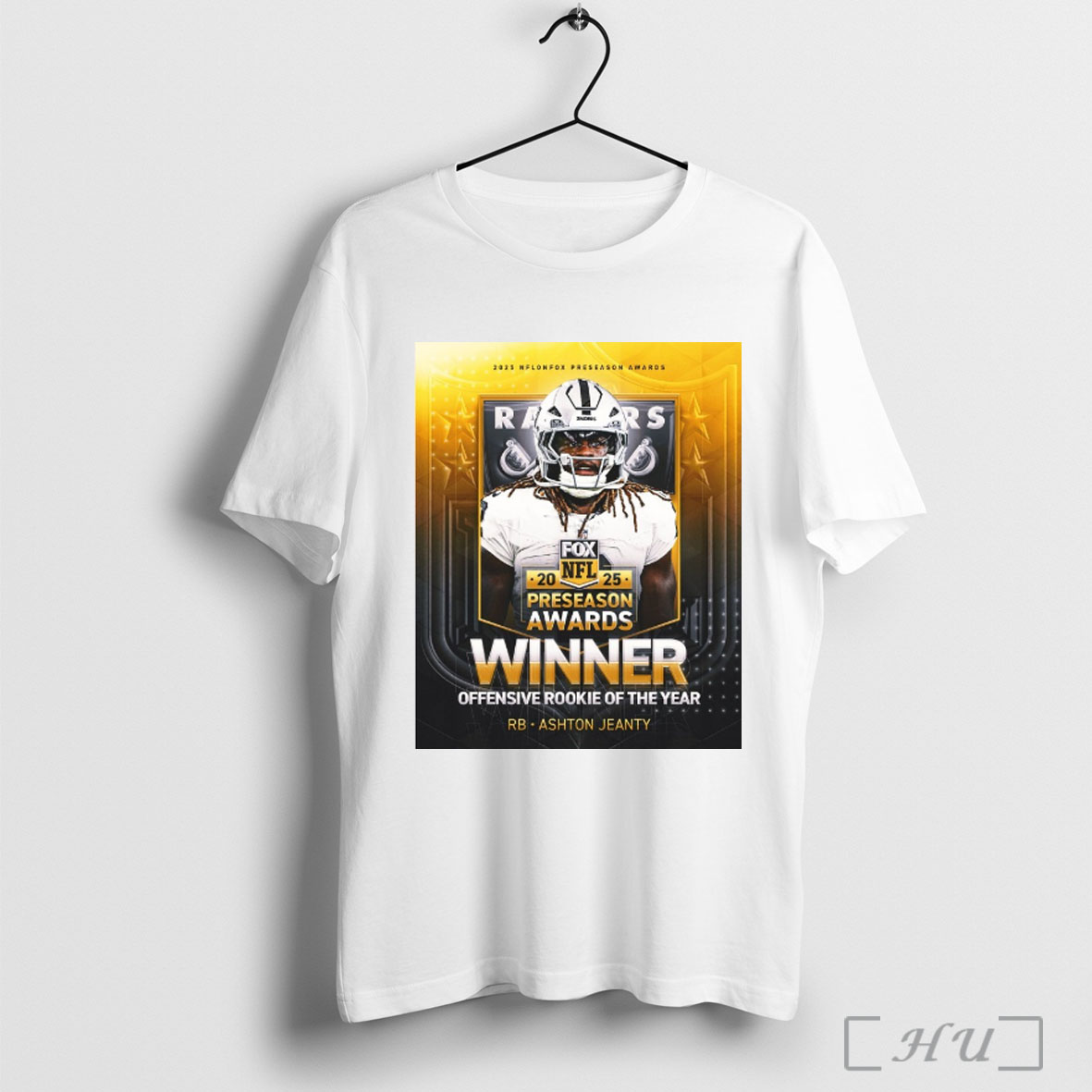 Officials Ashton Jeanty Las Vegas Raiders 2025 Nfl On Fox Preseason Awards Winner Offensive Rookie Of The Year Poster T Shirt Sweatshirt