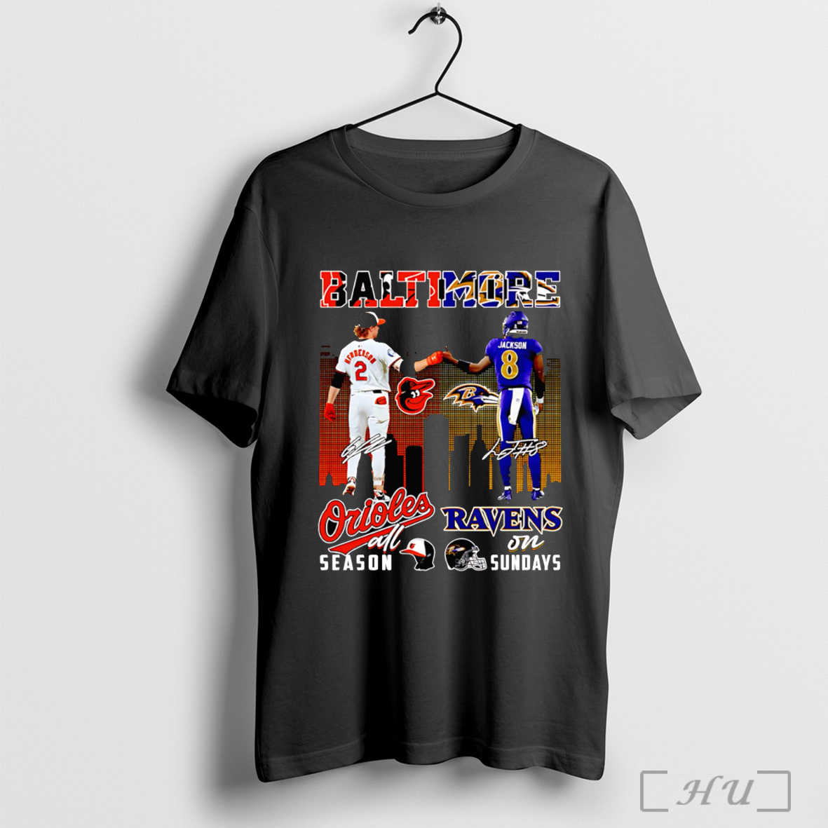 Officials Gunnar Henderson And Lamar Jackson Baltimore Orioles All Season Ravens On Sundays T Shirt Sweatshirt