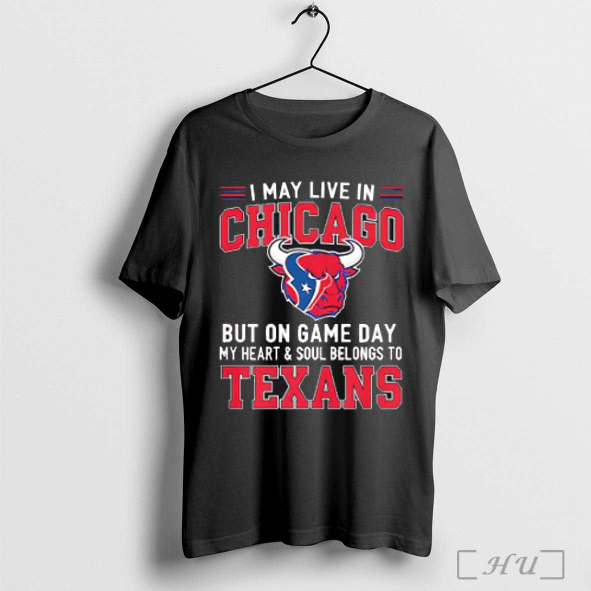 Officials I May Live In Chicago But On Gameday My Heart And Soul Belong To Houston Texans T Shirt Sweatshirt