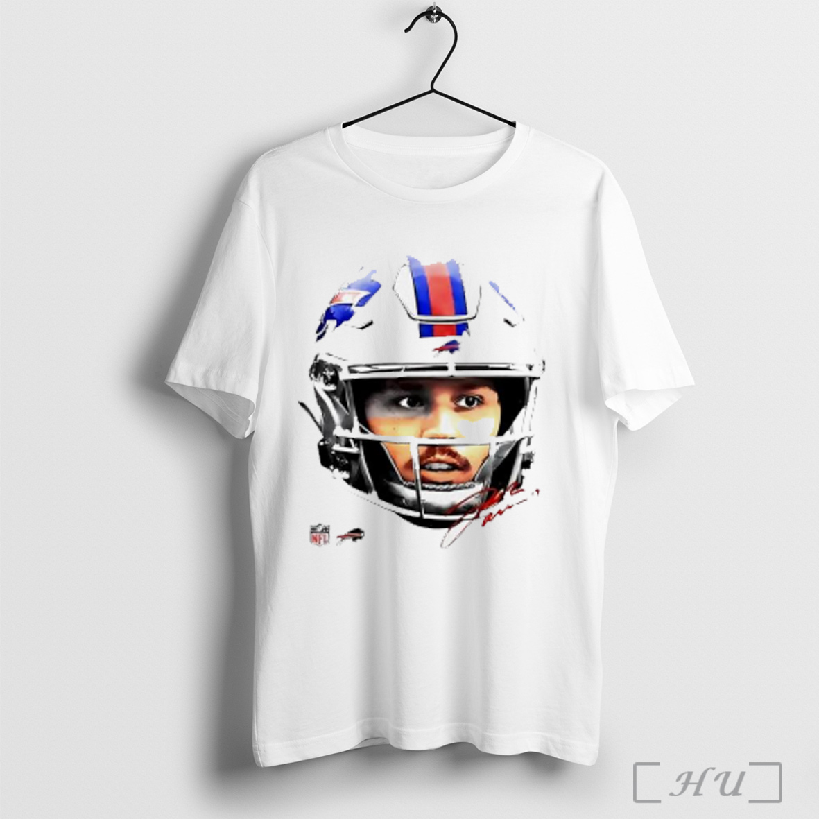 Officials Josh Allen Buffalo Bills Football Helmet Head Player Signature T Shirt Sweatshirt