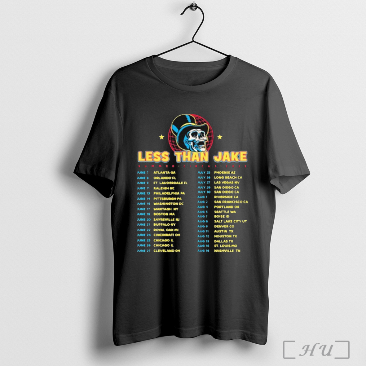 Officials Less Than Jake Summer Circus 2025 Tour Dates Skull Globe T Shirt Sweatshirt