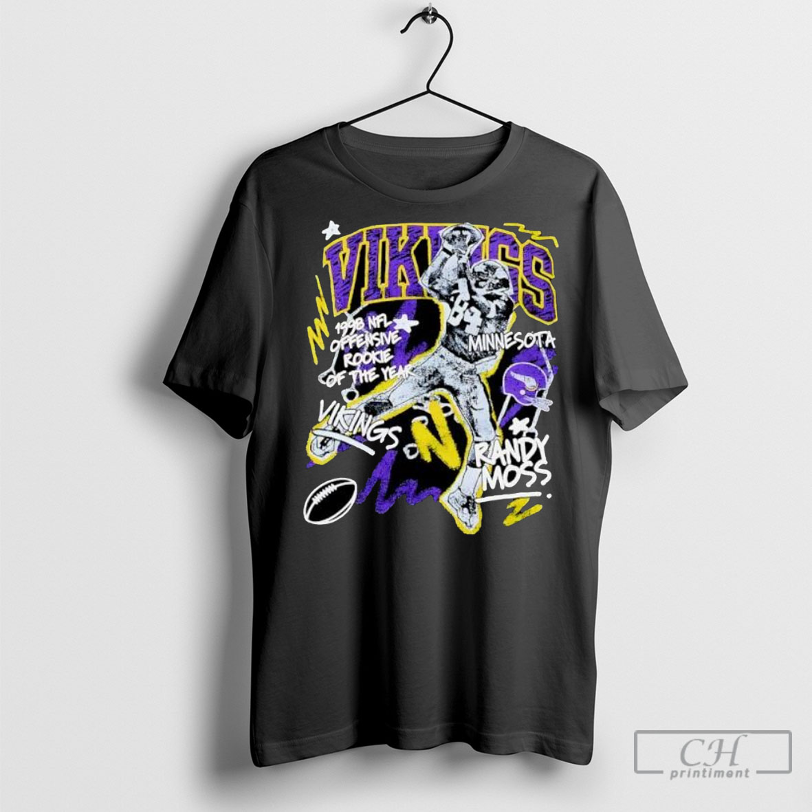 Offiical Randy Moss Black Minnesota Vikings Graphic Vintage Shirts