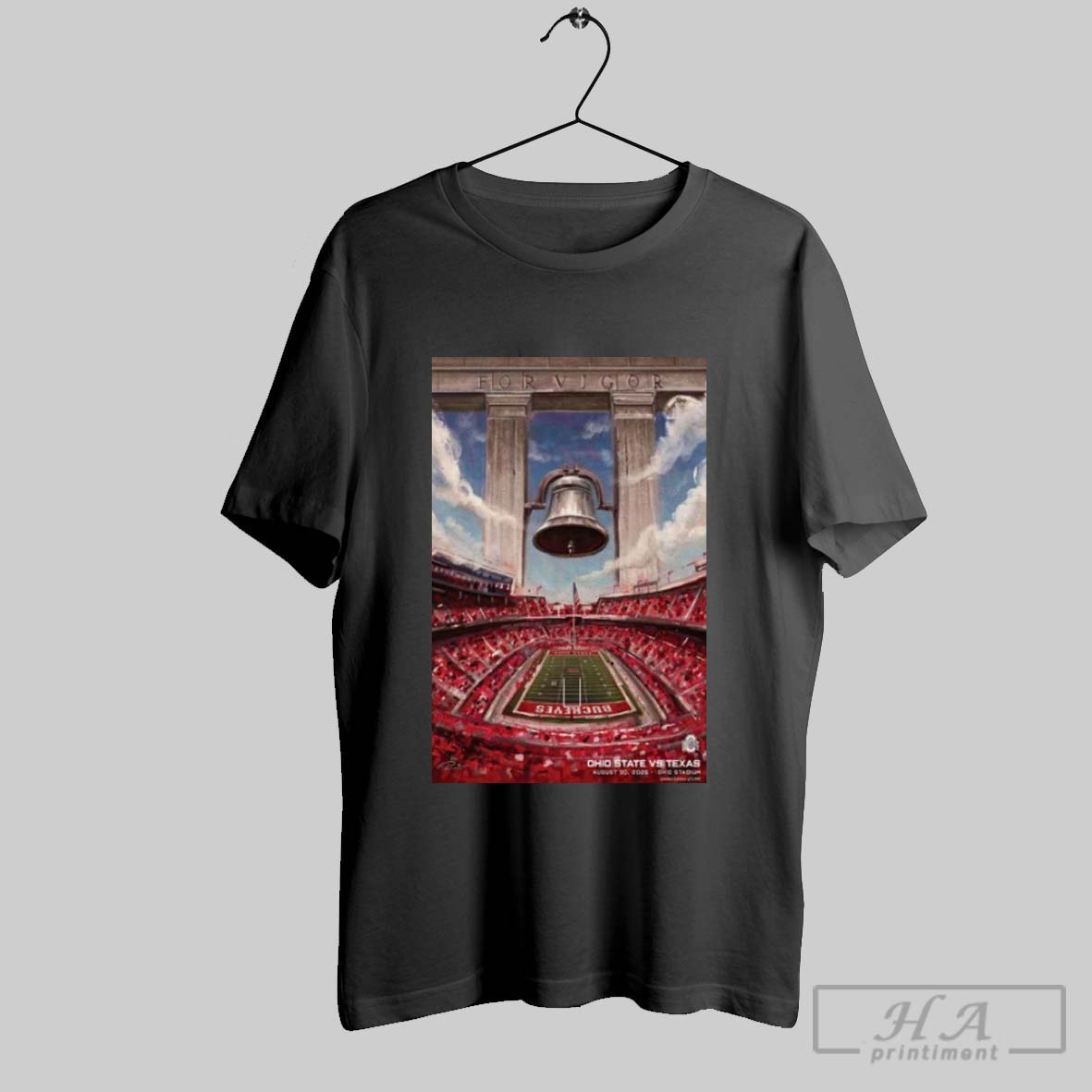 Ohio State Buckeyes Vs Texas Longhorns Ohio Stadium Aug 30 2025 Bell For Virgor T Shirts