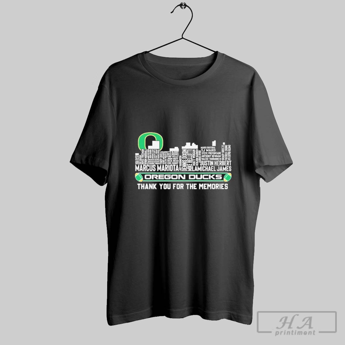 Oregon Ducks Team City Text Thank You For The Memories Shirt